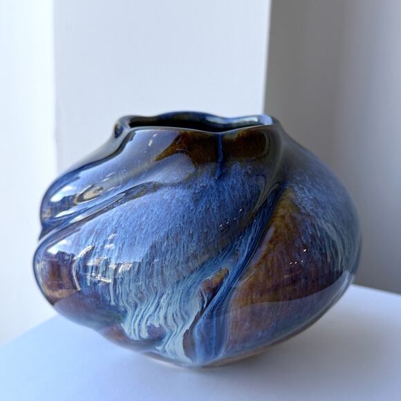 Bill Campbell Studio Art Pottery Crystalline Bowl Vase 4" x 5 1/2" - Picture 1 of 8